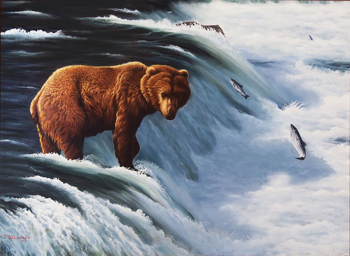 “Top of the Chain” — oil painting of a bear by Bill Langis